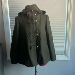 Zara Green Military Button Winter Coat Jacket
